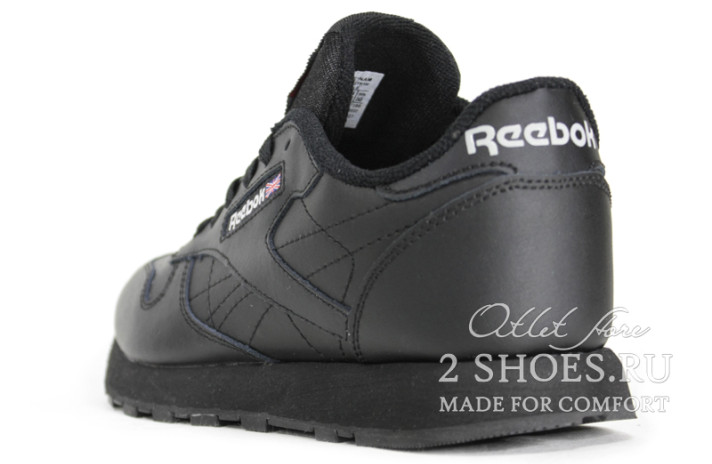 Кроссовки Reebok Classic Black Leather 2267 черные, кожаные, фото 2