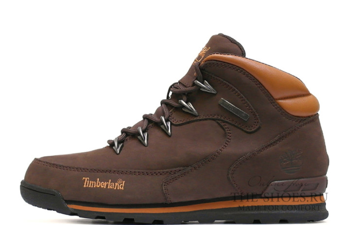 Ботинки Timberland Euro Rock Mid Hiker dark brown  коричневые