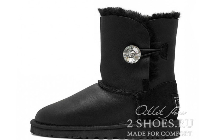 Ugg Australia Bailey Button Short Bling Metallic Black черные, кожаные Ugg Australia Bailey Button Short Bling Metallic Black черные, кожаные