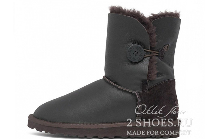 Ugg Australia Bailey Button Short Metallic Chocolate коричневые, кожаные Ugg Australia Bailey Button Short Metallic Chocolate коричневые, кожаные