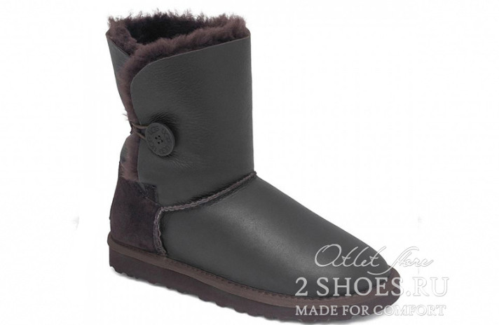 Ugg Australia Bailey Button Short Metallic Chocolate коричневые, кожаные, фото 1 Ugg Australia Bailey Button Short Metallic Chocolate коричневые, кожаные, фото 1