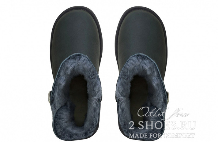 Ugg Australia Mini Bailey Button Bling Metallic Grey серые, кожаные, фото 3 Ugg Australia Mini Bailey Button Bling Metallic Grey серые, кожаные, фото 3