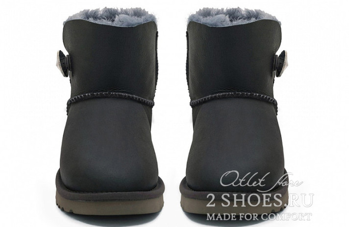 Ugg Australia Mini Bailey Button Bling Metallic Grey серые, кожаные, фото 2 Ugg Australia Mini Bailey Button Bling Metallic Grey серые, кожаные, фото 2