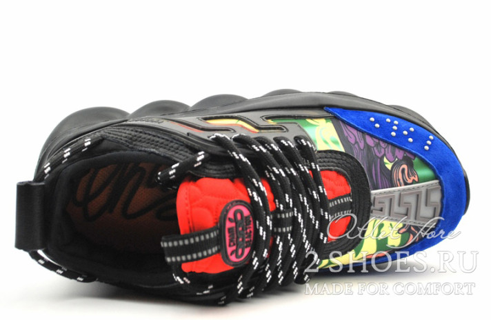 Кроссовки Versace Chain Reaction 2 Black Multicolored  черные, разноцветные, фото 2