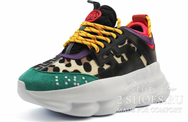 Кроссовки Versace Chain Reaction 2 Leopard Multicolor  разноцветные, фото 1
